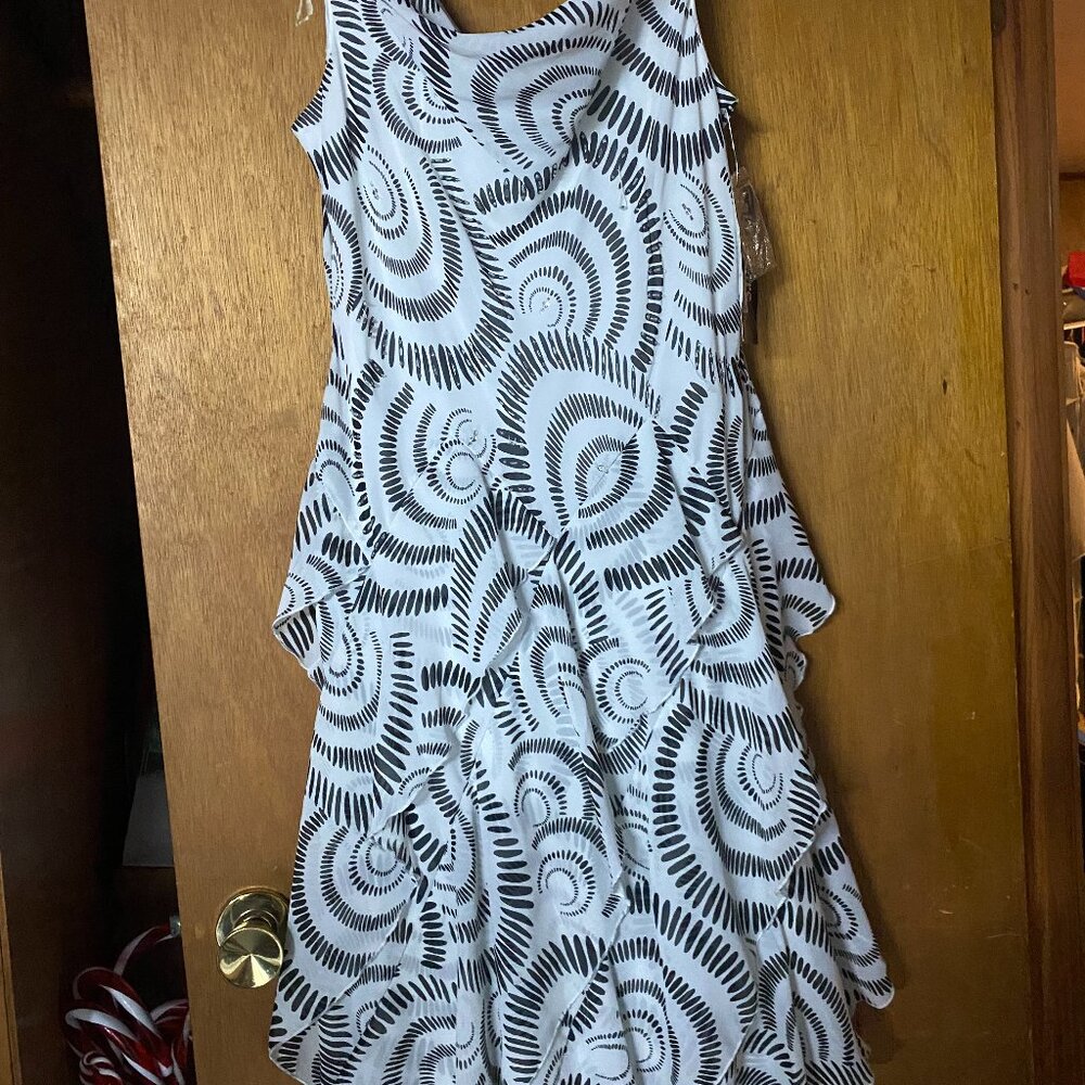Signature by Robbie Bee Women's White & Black Dress with Tags (ONE FLAW)